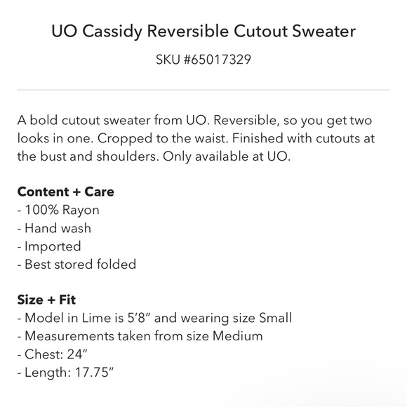 Urban outfittters Cassidy reversible cutout sweater black xs - Picture 4 of 4